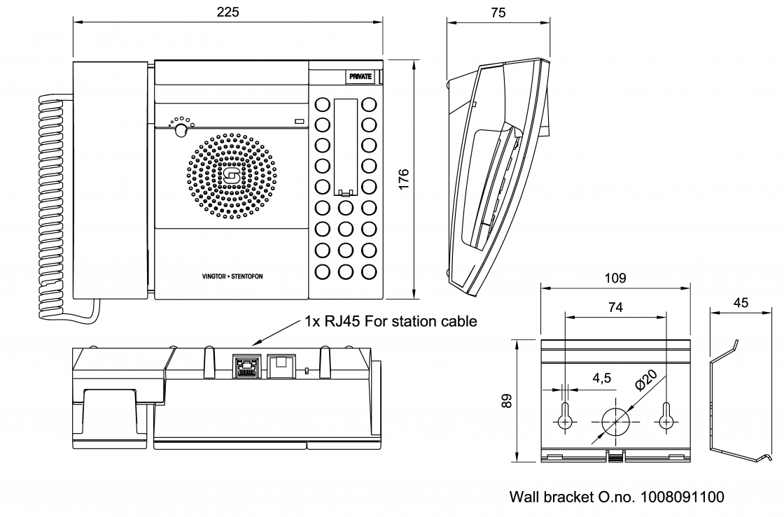 Desk/Wall Intercom Station, Display and Handset – 1007034310 - Specification