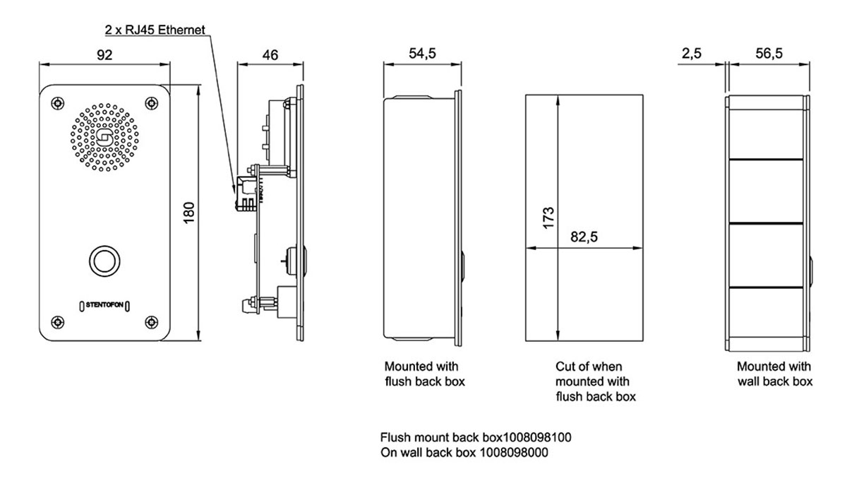 IP Vandal Resistant Substation – 1008041100 Dimensions