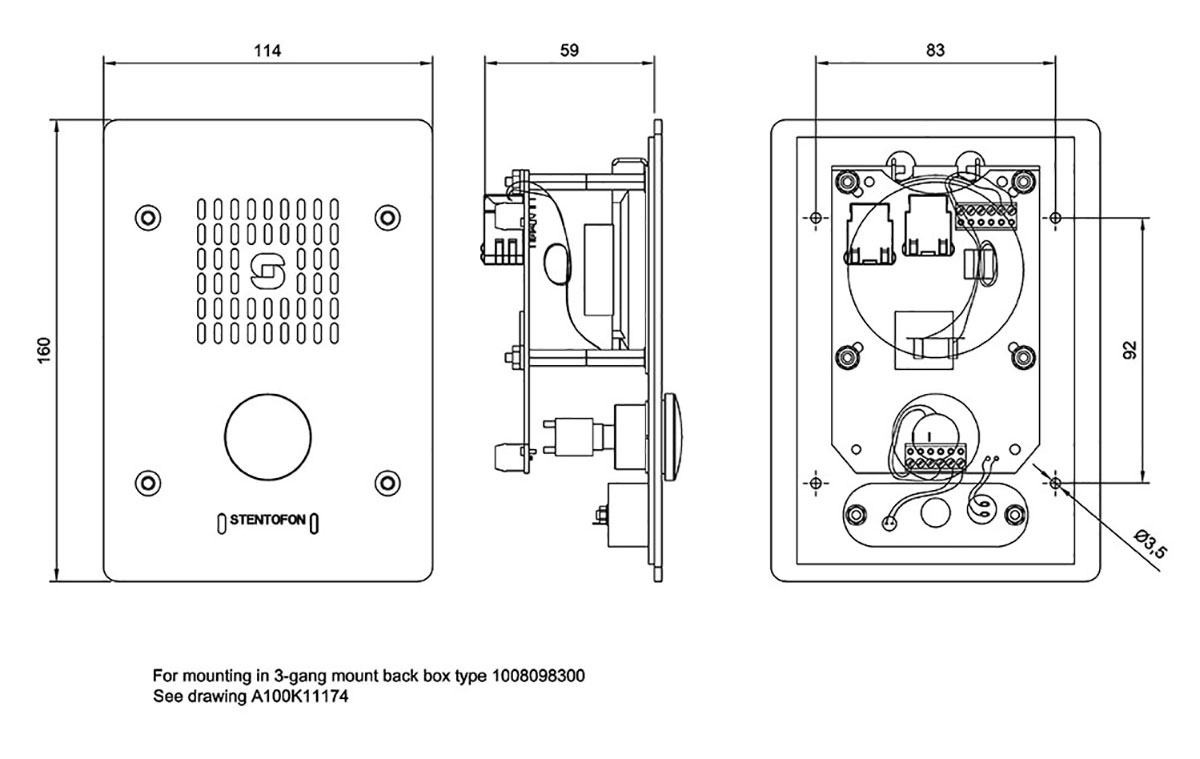 IP Vandal Resistant Sub Intercom Station – 1008051000 - Dimensions